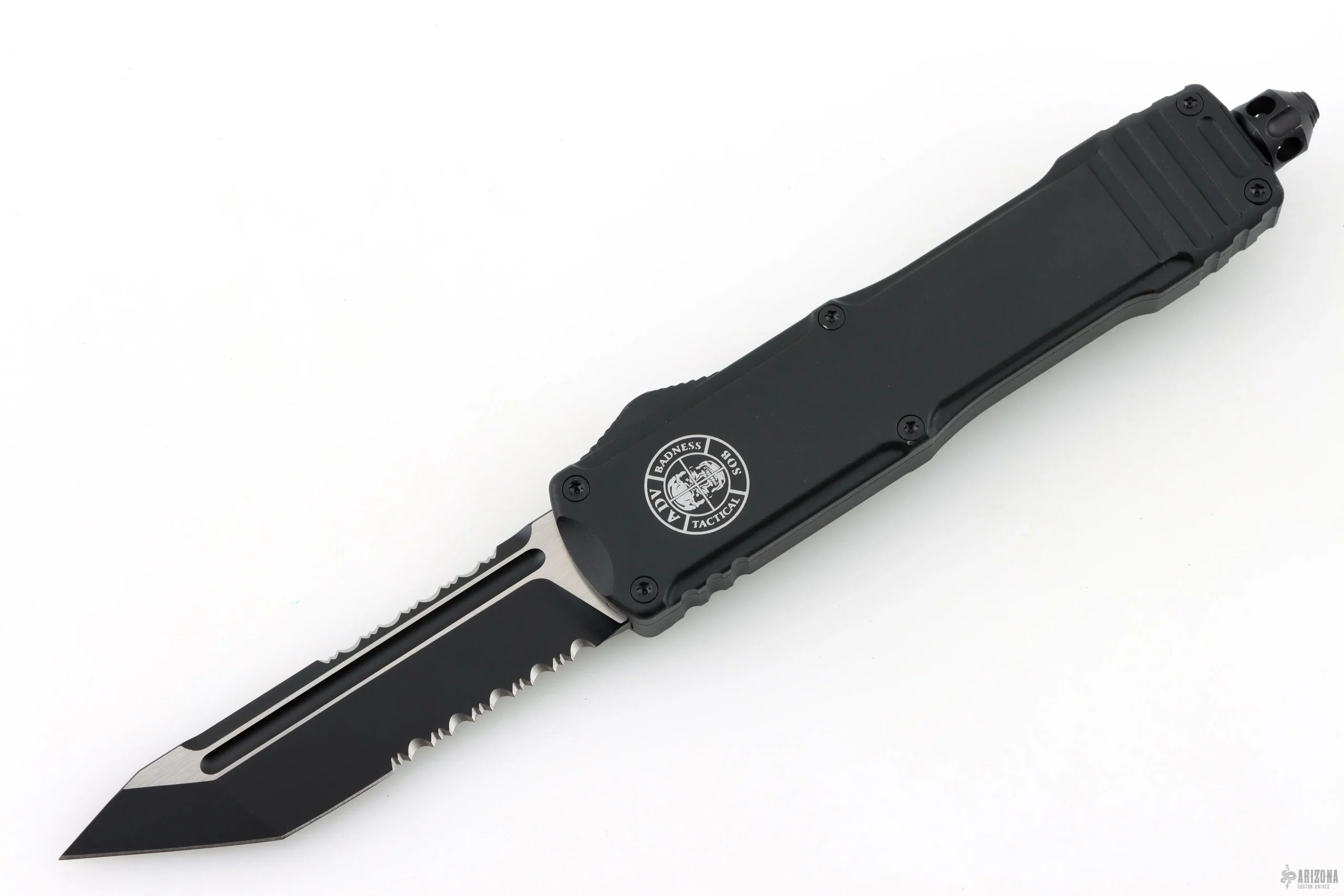 101-3 BLK ADV Backup Tactical Stinger OTF AUTO Black Tanto Partial Serrated Black Chassis