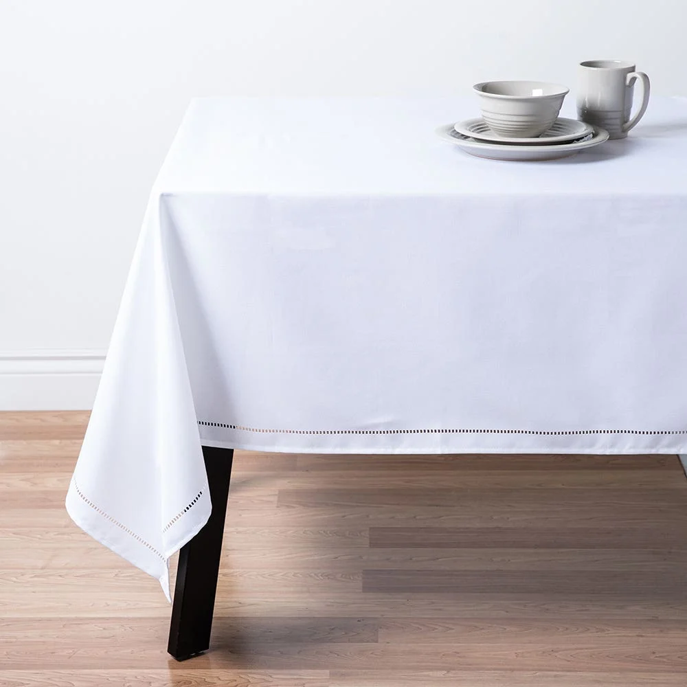 Harman Hemstitch Polyester Tablecloth 60"x90" (White)