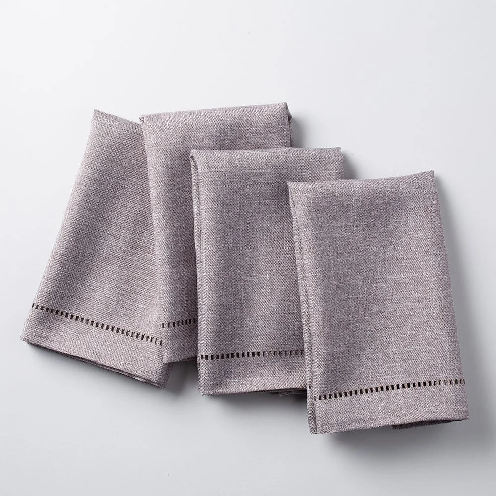 Harman Hemstitch Polyester Napkin - Set of 4 (Dark Grey)