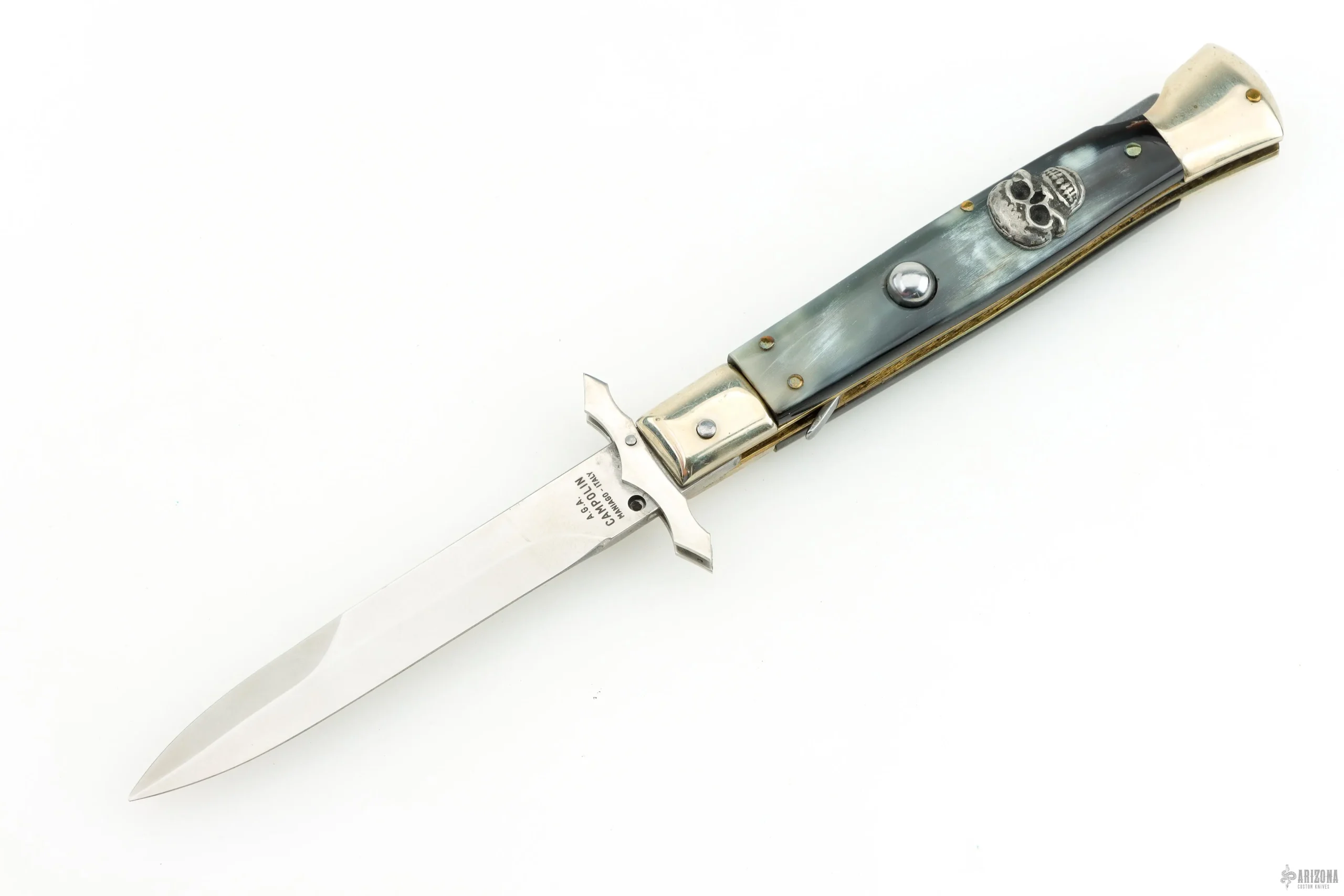 9" Swing Guard Auto - Buffalo Horn with Skull