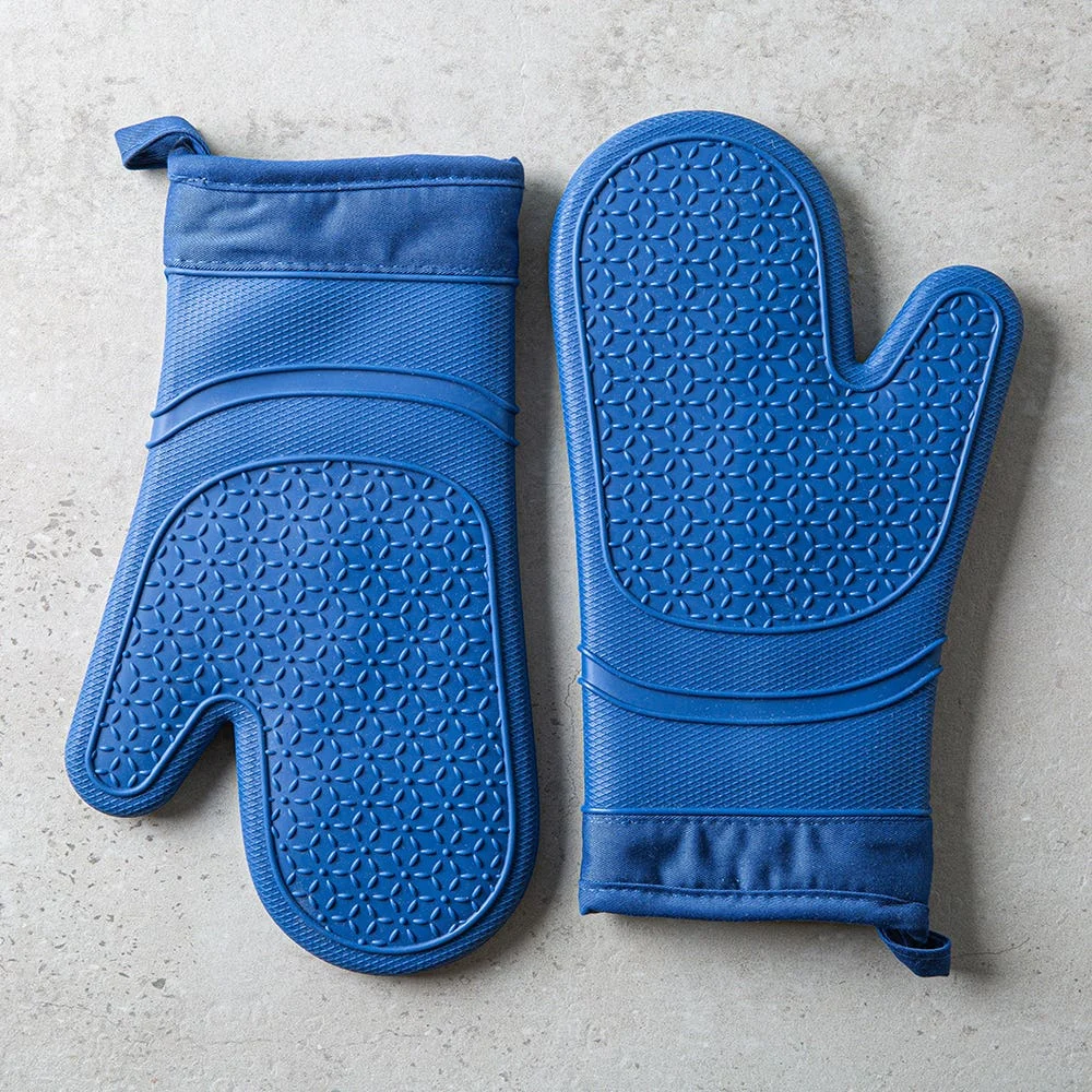 KSP Colour Splash Lined Silicone Oven Mitt - Set of 2 (Navy)