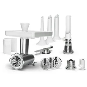 Ankarsrum Meat Grinder Complete Package | Basic Package + Strainer, Nut Grater, Cookie Extruder & 3 Meat Grinder Discs