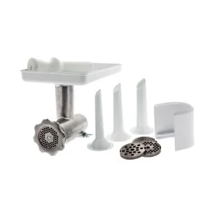 Ankarsrum Meat Grinder Hunting Package | Grinder, 2.5mm/4.5mm/6mm/8mm Discs, Feeder Table, Plug, Splash Guard & Sausage Stuffer