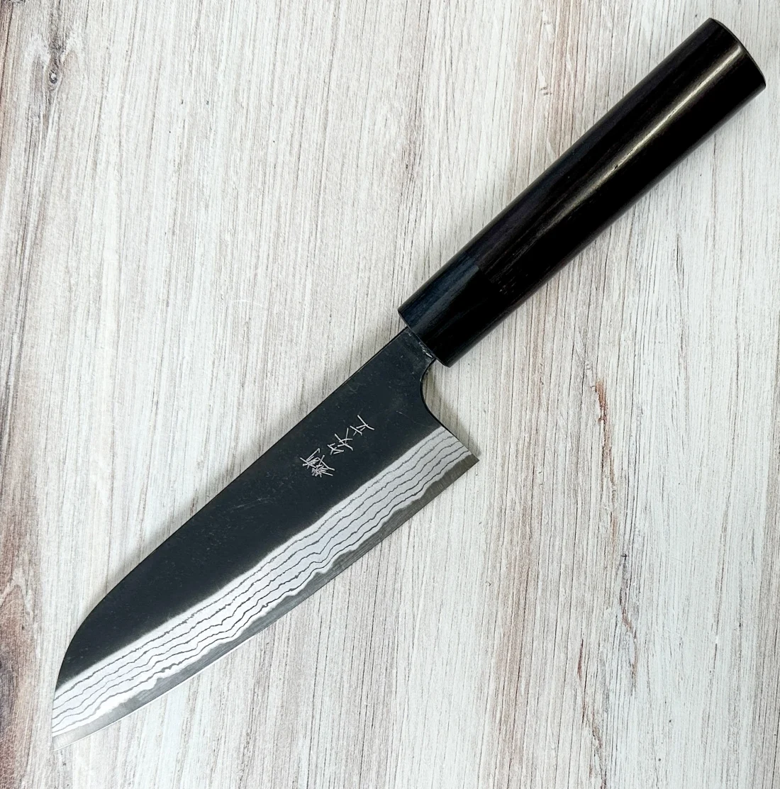 Anryu Kurouchi Damascus Santoku 165mm