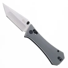 Auxiliary Manufacturing Coffin Tanto Folding Knife Crossbar Gray G10 Handle 14c28n Blade