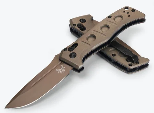 Benchmade 2730FE-2 Mini Adamas AUTOMATIC - 3.25" Flat Dark Earth Cerakote CPM-Cruwear Drop Point Blade - OD Green G-10 Scales