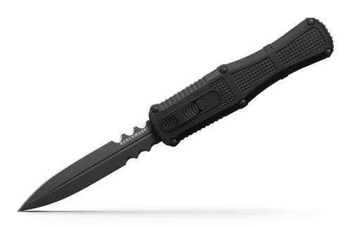Benchmade 3370SGY Claymore OTF AUTOMATIC - 3.89" Combo Edge Cobalt Black Finish CPM-D2 Blade - Black Grivory Handle