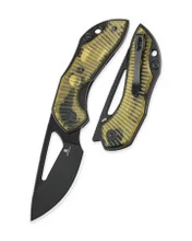 Bestech Triassic Folding Knife Amber Ultem Handle 14C28N Plain Edge Black Stonewash Finish BMK17F
