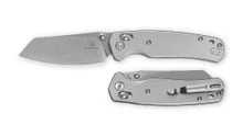 Bestechman Cicada's Wing Folding Knife Beadblast Oil Seeded Stainless Steel Handle 10cr15MoV Plain Edge Stonewash Finish BMK06-S-7