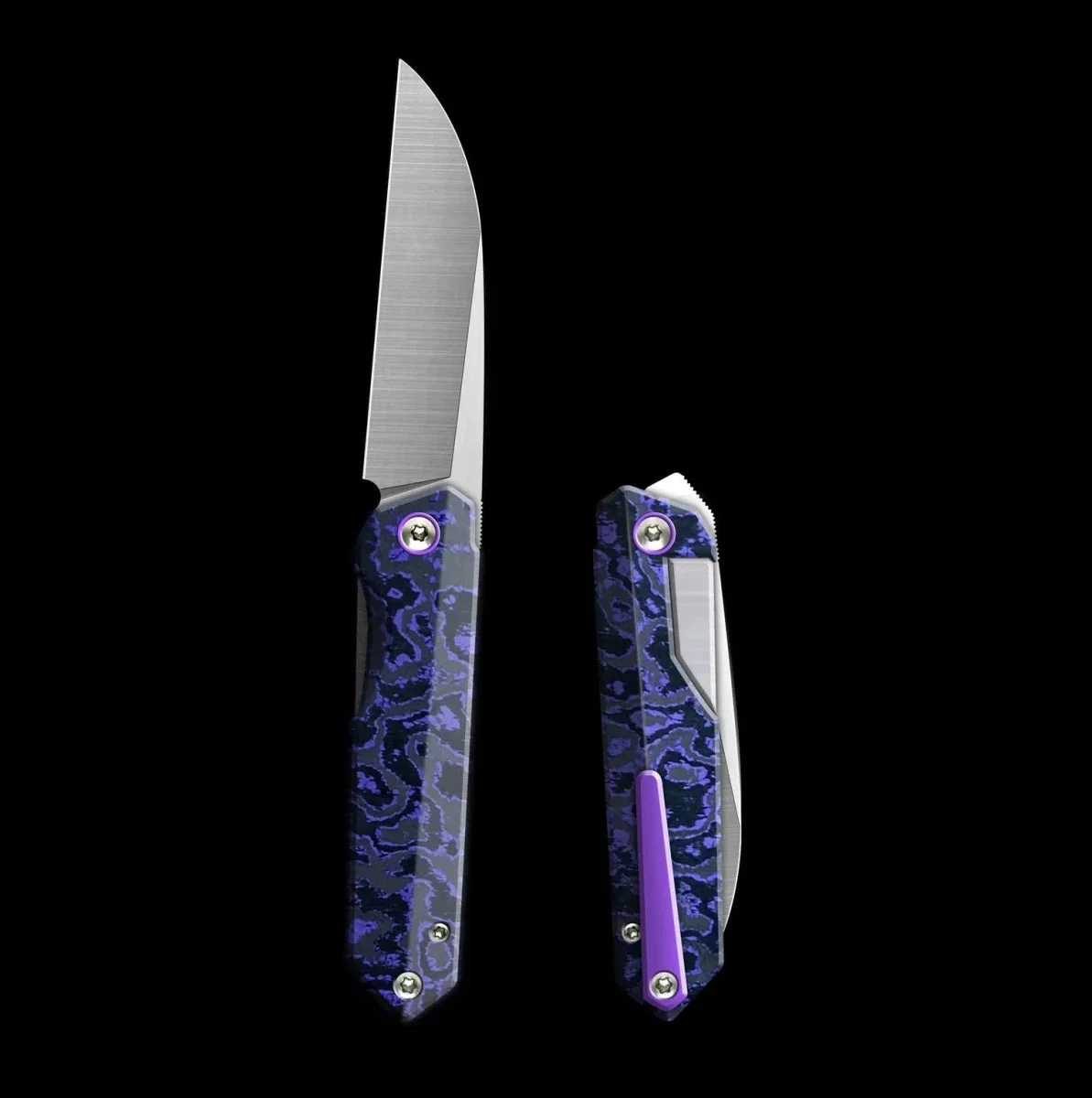 The Binge Purple Nurple – 3.5" Divo X BladeBinge Drop Point Blade, Purple Textured Aluminum Handle, Frame Lock EDC Knife