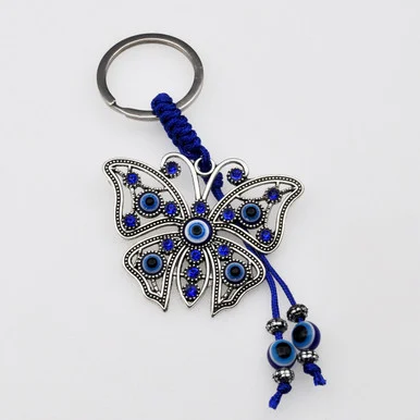 Blue Evil Eye Butterfly Keychain with Blue Jewels@