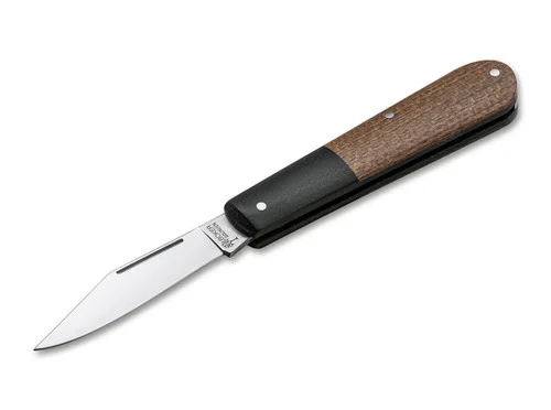 Boker 110943 Integral SlipJoint Barlow - 2.52" N690 Clip Point Blade - Black Micarta Bolsters w/Burlap Brown Micarta Handle
