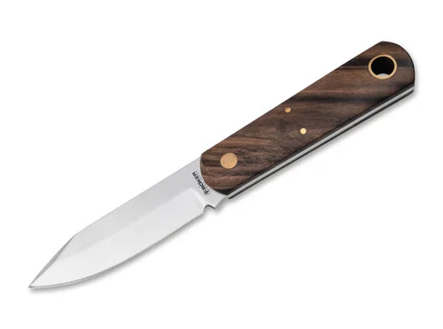 Boker 120506 Barlow BFF Fixed Blade - 2.76" AEB-L Clip Point Blade - Walnut Handle - Black Leather Sheath