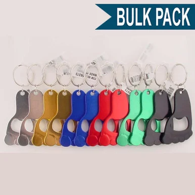 Bottle Opener Keychain Barefoot Foot Shape - Bulk Pack