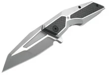 Brous Blades Recluse Folding Knife Grey Aluminum w/ Carbon Fiber Inlay D2 Satin Blade