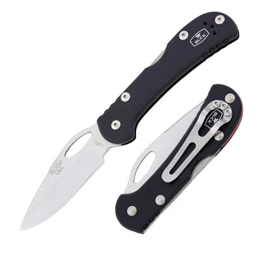 Buck 726 Mini SpitFire Black Folding Knife 2.75in Satin Drop Point Blade