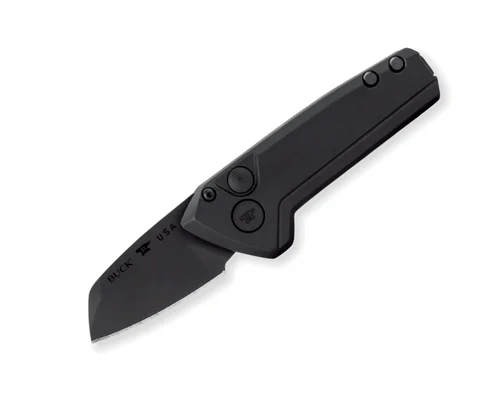 Buck Knives 839 Wharncliffe Mini Deploy AUTOMATIC 0839BKS1 - 1.75" CPM-S35VN Black Cerakote Finish Blade - Black Cerakote Finish Aluminum Handle