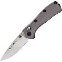 Buck Mini Range Elite Folding Knife Gray Aluminum Handle Magnacut Plain Edge Satin Finish 790GYS