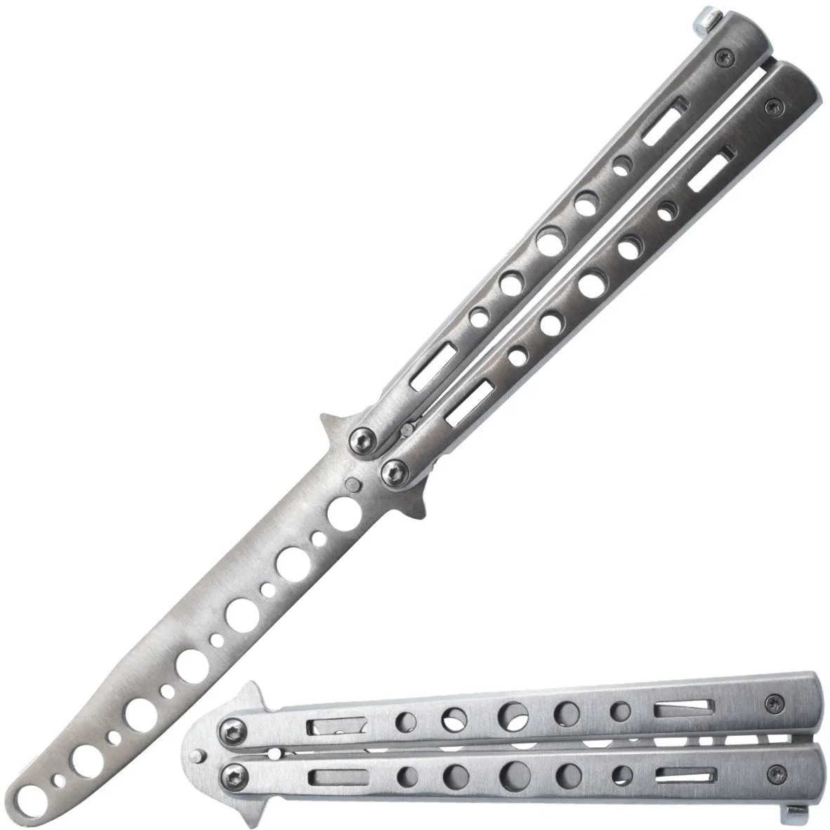 Butterfly Trainer Fake Folding Pocket Knife 3.75" Silver