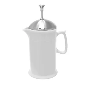 Chantal 28 Oz. Ceramic French Press with Stainless Steel Plunger | White