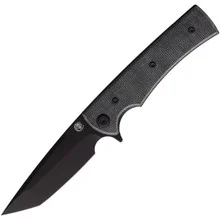 Chaves Blue Label Liberation Street Folding Knife Black Micarta Handle Tanto Plain Edge Black PVD Finish
