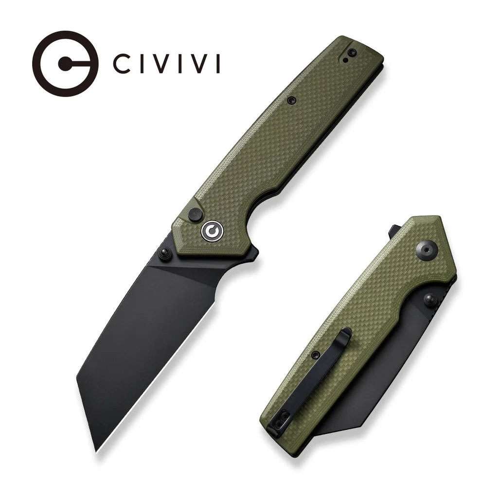 CIVIVI Amirite Flipper & Thumb Stud & Button Lock Knife G10 Handle (3.48" Nitro-V Blade) C23028-2