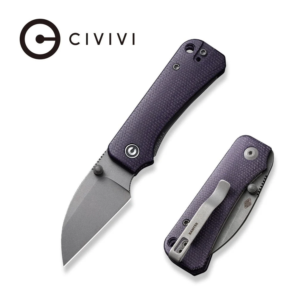 CIVIVI Baby Banter Wharncliffe Thumb Stud Knife Micarta Handle (2.32" Nitro-V Blade) C19068SC-2