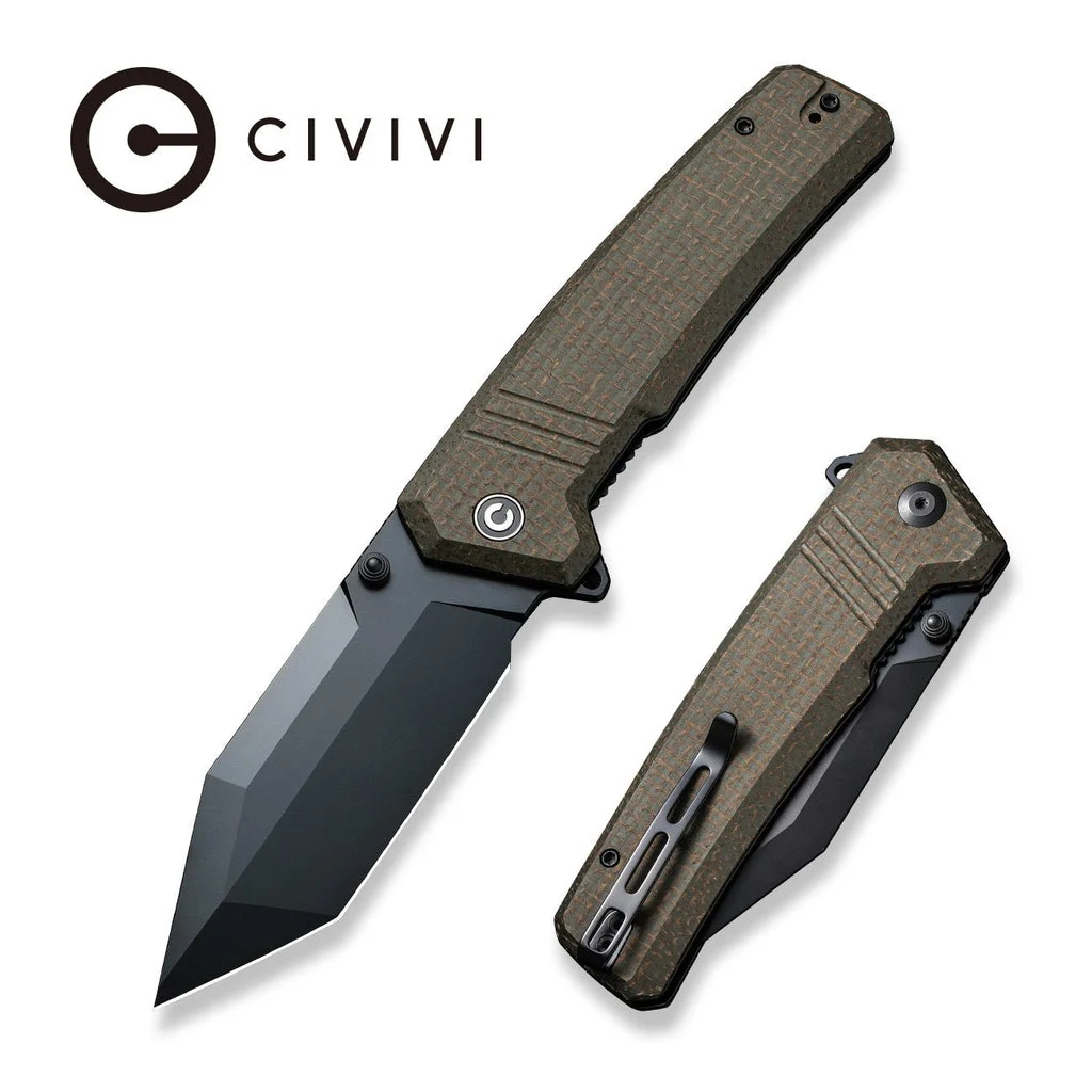 CIVIVI Bhaltair Flipper & Thumb Stud Knife Micarta Handle (3.98" 14C28N Blade) C23024-3, with no free gift