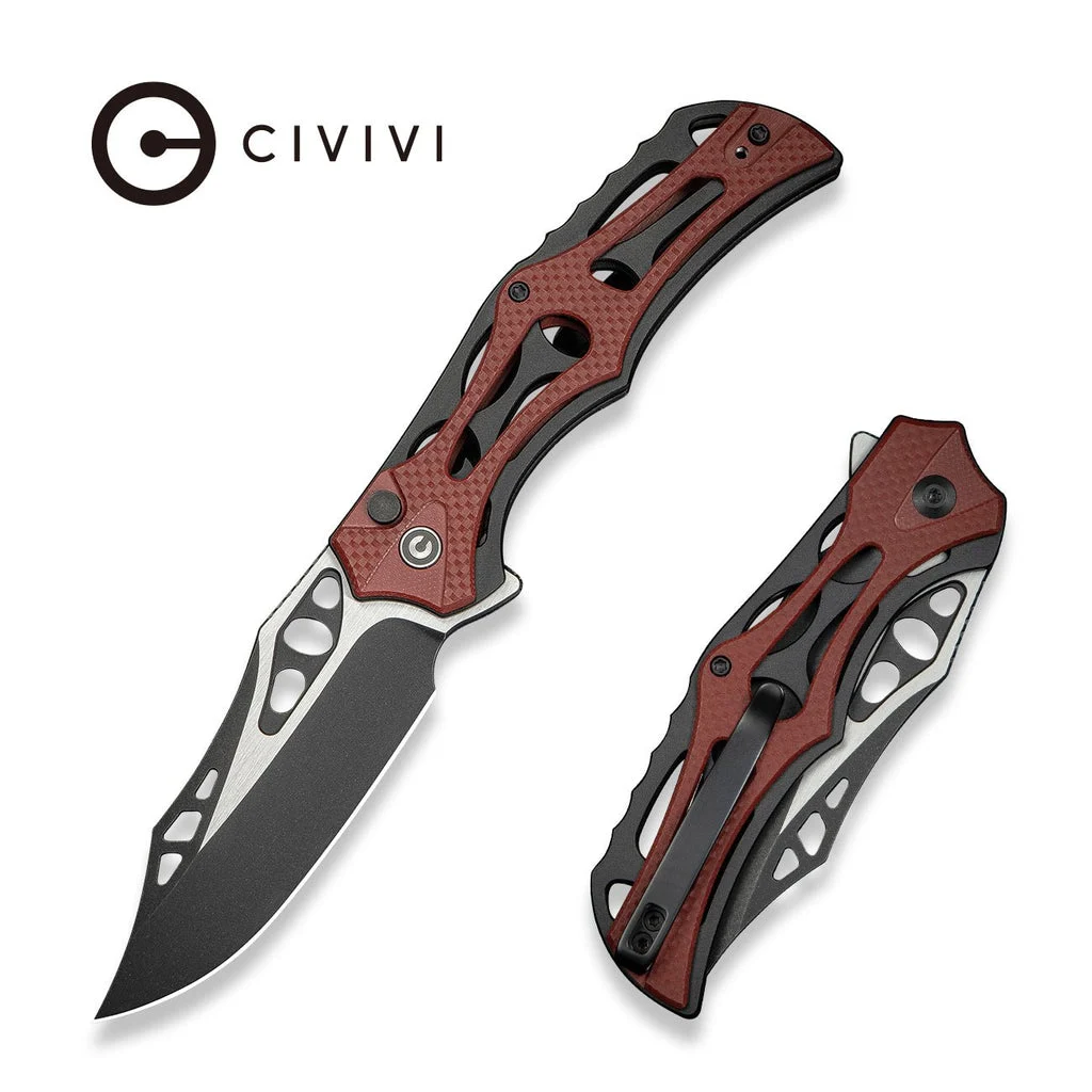 CIVIVI Biophase Flipper & Button Lock Knife Aluminum & G10 Handle (3.48" Nitro-V Blade) C23083C-1