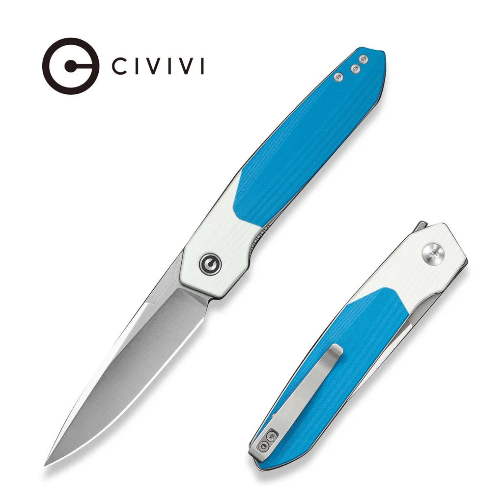 CIVIVI Brr15 Light Flipper Knife White & Blue G10 Handle (3.2" Satin Finished Nitro-V Blade) C25063 Sample2