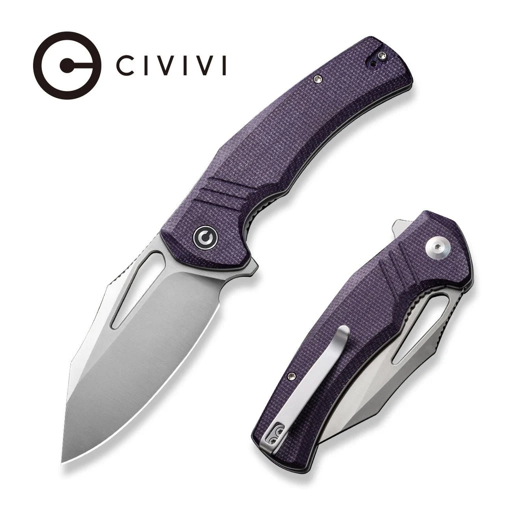 CIVIVI BullTusk Flipper & Thumb Hole Knife Micarta Handle (3.48" 14C28N Blade) C23017-3