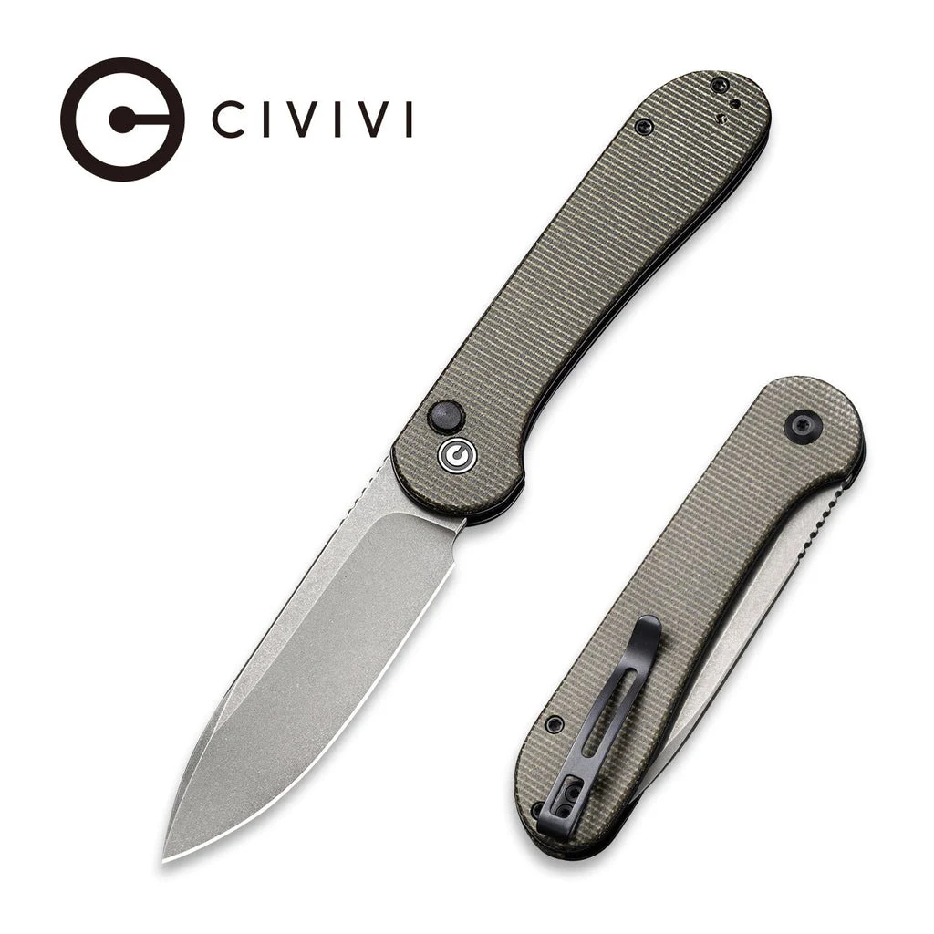 CIVIVI Button Lock Elementum Pocket Knife Micarta Handle (3.47" 14C28N Blade) C2103C