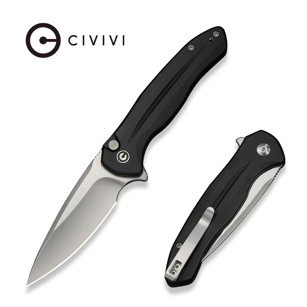 CIVIVI Button Lock Kitefin Flipper Knife Aluminum Handle (3.22" 14C28N Blade) C24091-1