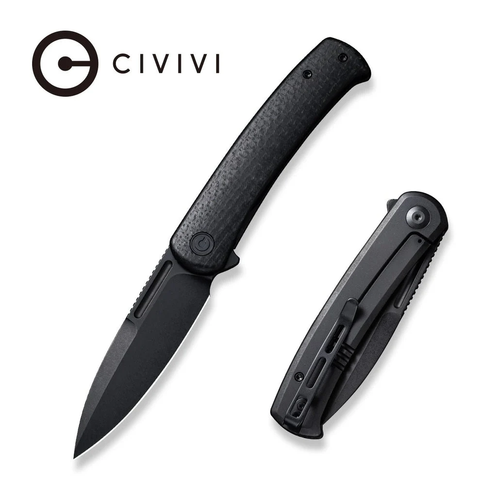 CIVIVI Cetos Flipper Knife Micarta With Stainless Steel Handle (3.48" 14C28N Blade) C21025B-1 , With No Free Gift