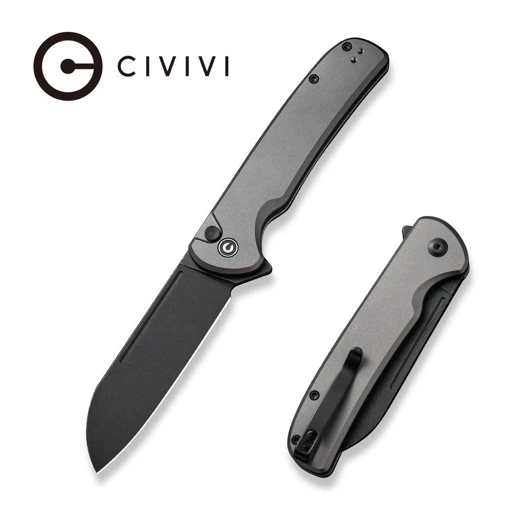 CIVIVI Chevalier II Flipper & Button Lock Knife Aluminum Handle (3.47" 14C28N Blade) C20022B-3 , With No Free Gift