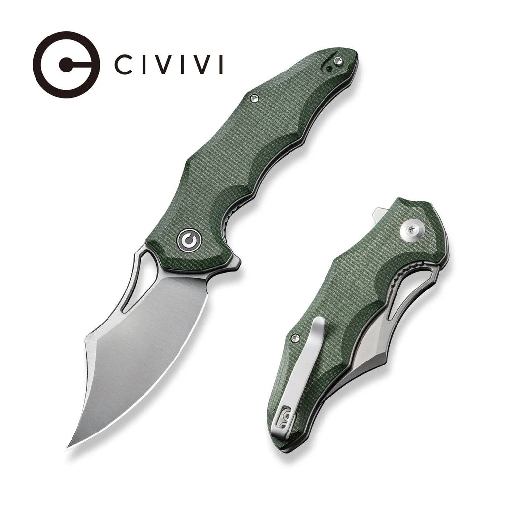 CIVIVI Chiro Flipper & Thumb Hole Knife Micarta Handle (3.1" 14C28N Blade) C23046-2