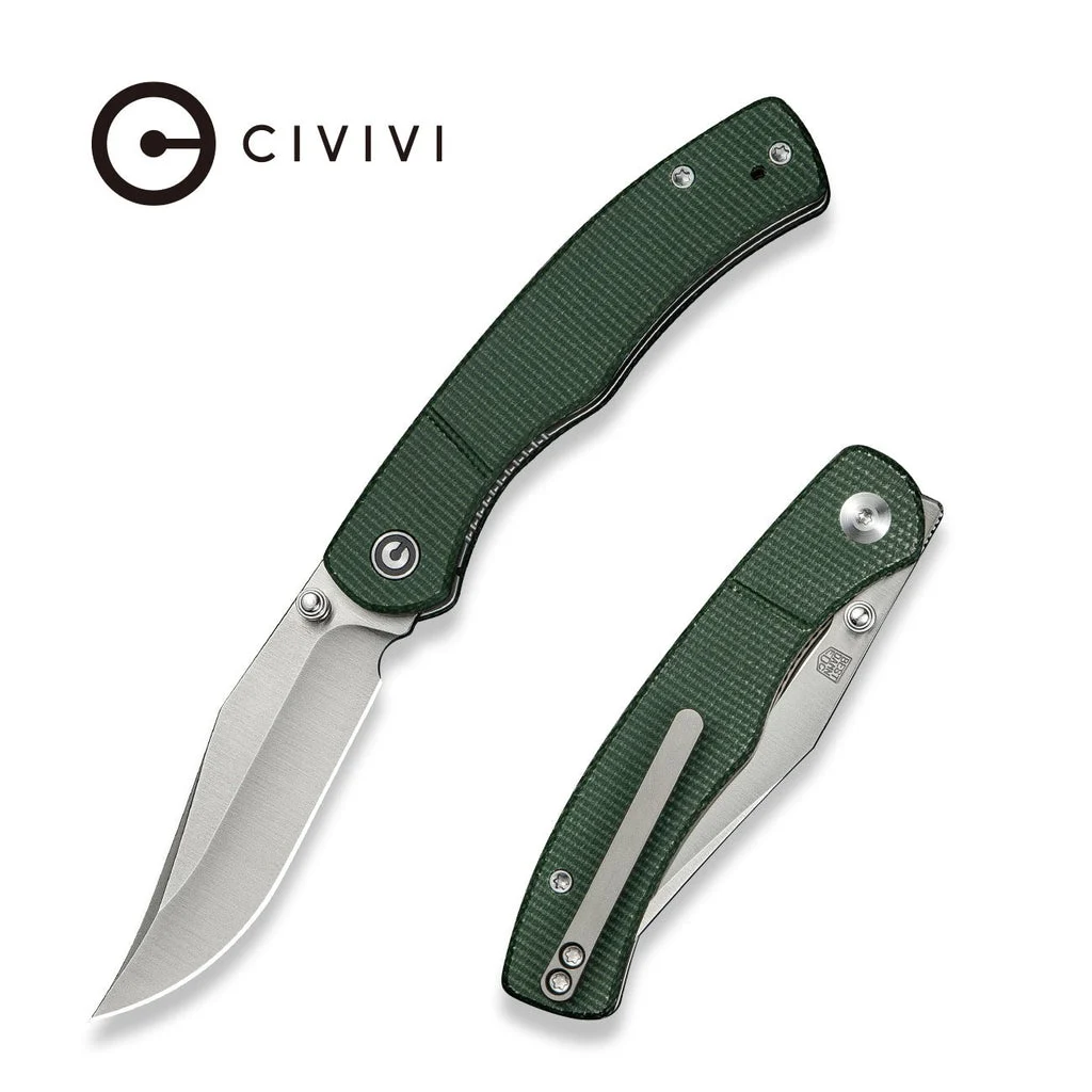 CIVIVI Clingman Front Flipper & Thumb Stud Knife Micarta Handle (2.99" Nitro-V Blade) C23065-3