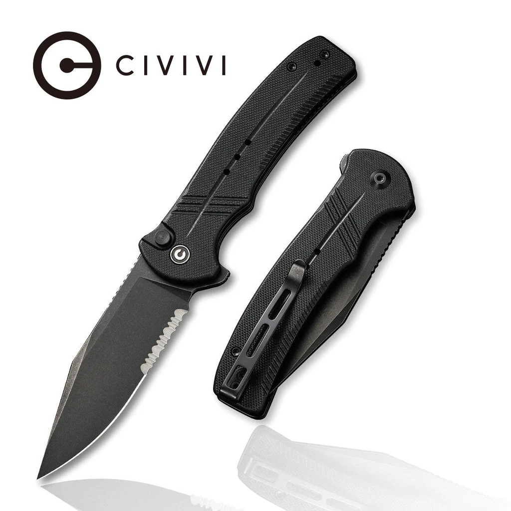 CIVIVI Cogent Flipper & Button Lock Knife G10 Handle (3.47" 14C28N Blade) C20038E-1 , With No Free Gift