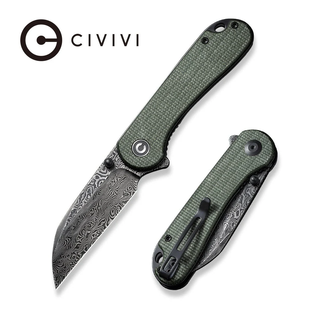 CIVIVI Elementum Flipper & Thumb Stud Knife Micarta Handle (2.97" Damascus Blade) C18062AF-DS1 , With No Free Gift