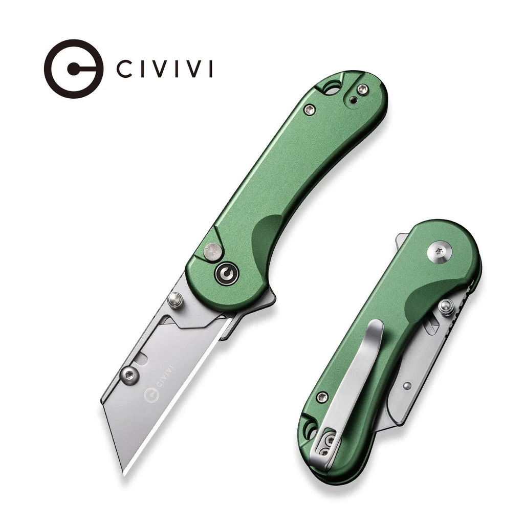 CIVIVI Elementum Utility Thumb Stud & Button Lock Knife Aluminum Handle (2.26" S/S Blade Holder & 6Cr13 Blade) C23039B-1 , With No Free Gift