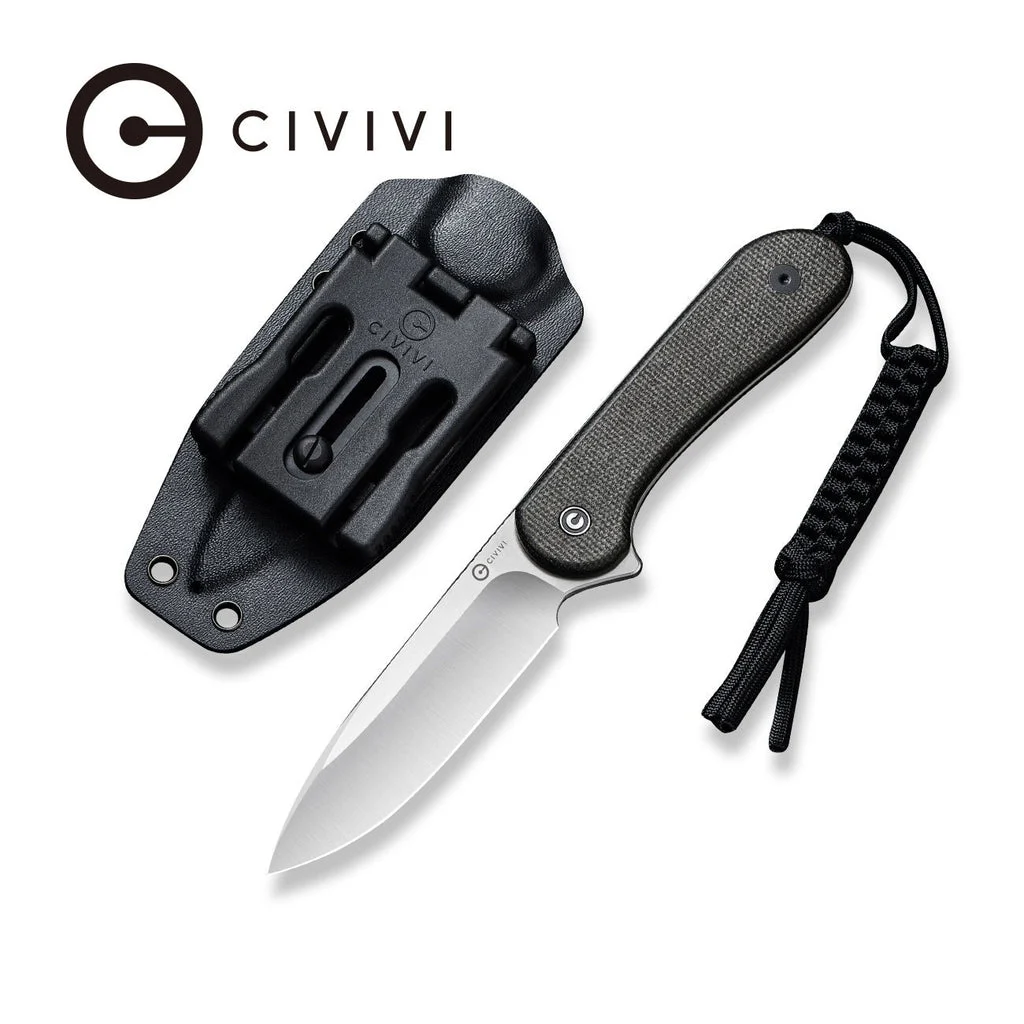 CIVIVI Fixed Blade Elementum Tactical Knife Micarta Handle (3.98" D2 Blade) C2105B , With No Free Gift
