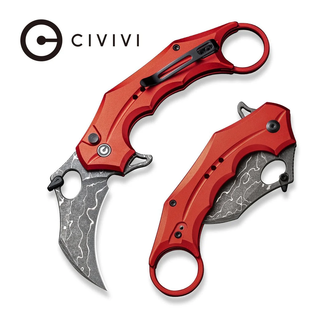 CIVIVI Incisor II Flipper & Thumb Hole & Button Lock Knife Aluminum Handle (2.02" Damascus Blade) C16016B-DS1 , With No Free Gift