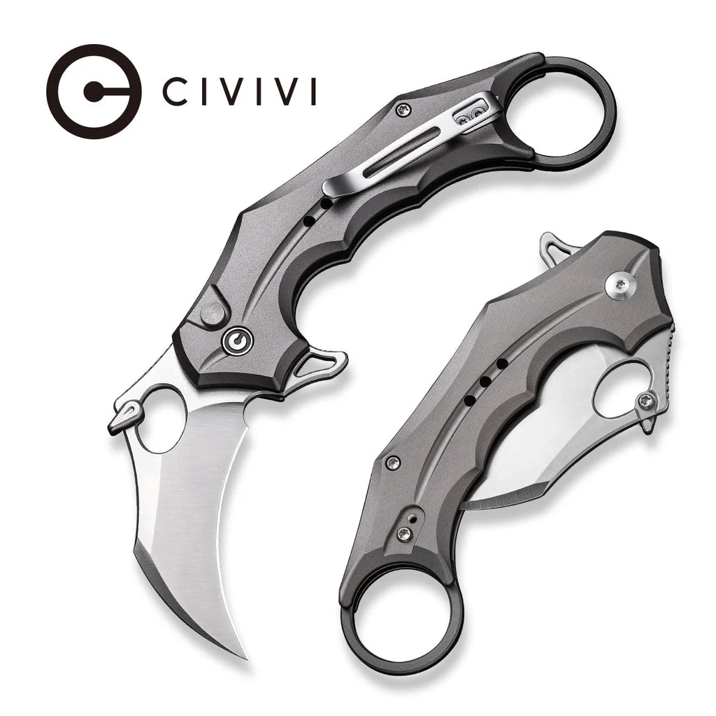 CIVIVI Incisor II Flipper & Thumb Hole & Button Lock Knife Aluminum Handle (2.02" Nitro-V Blade) C16016B-3