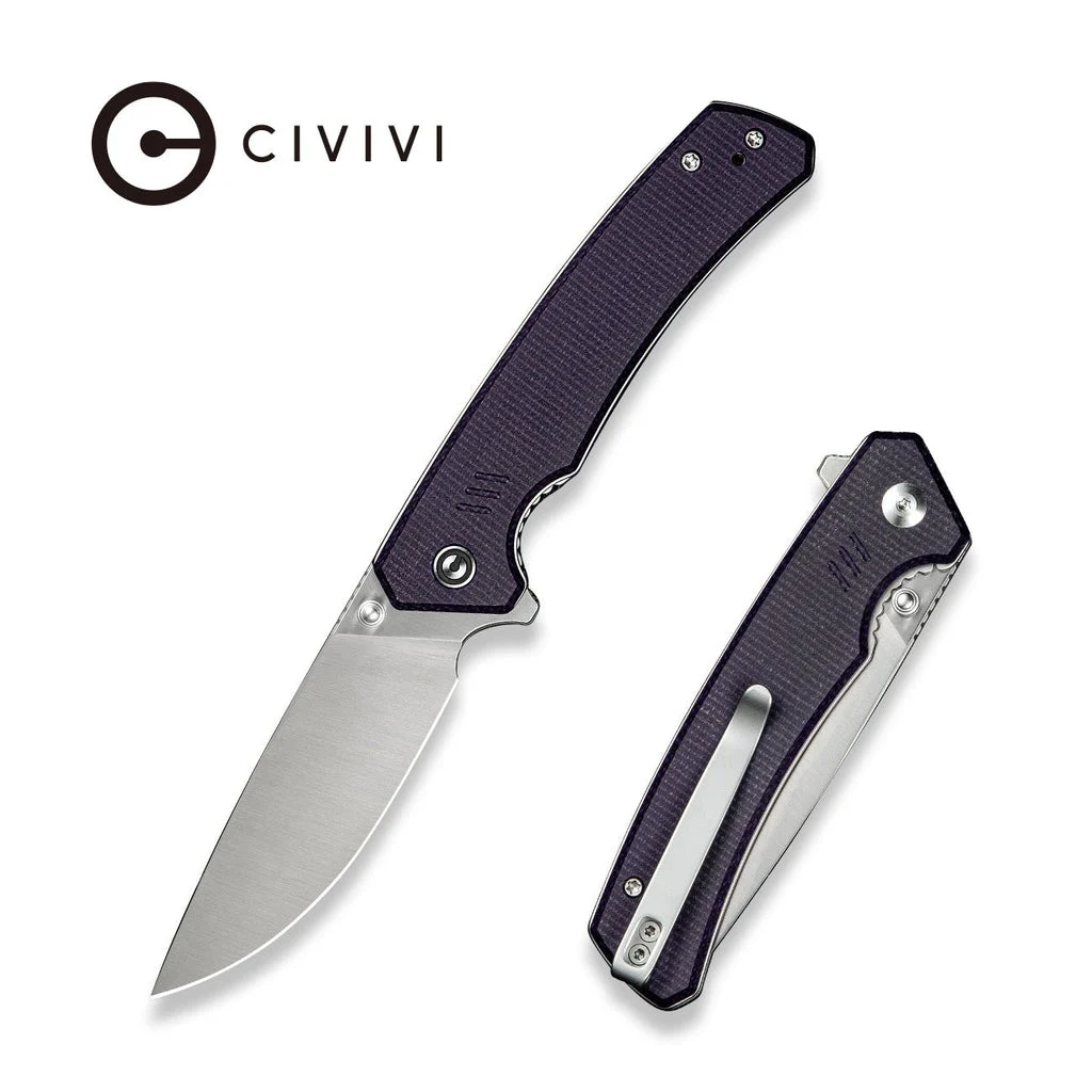 CIVIVI Merit Flipper & Thumb Stud Knife Micarta Handle (3.28" 14C28N Blade) C24012-3