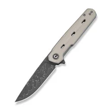 Civivi Navo Folding Knife Off White G10 Handle Damascus Plain Edge C25015A-DS1