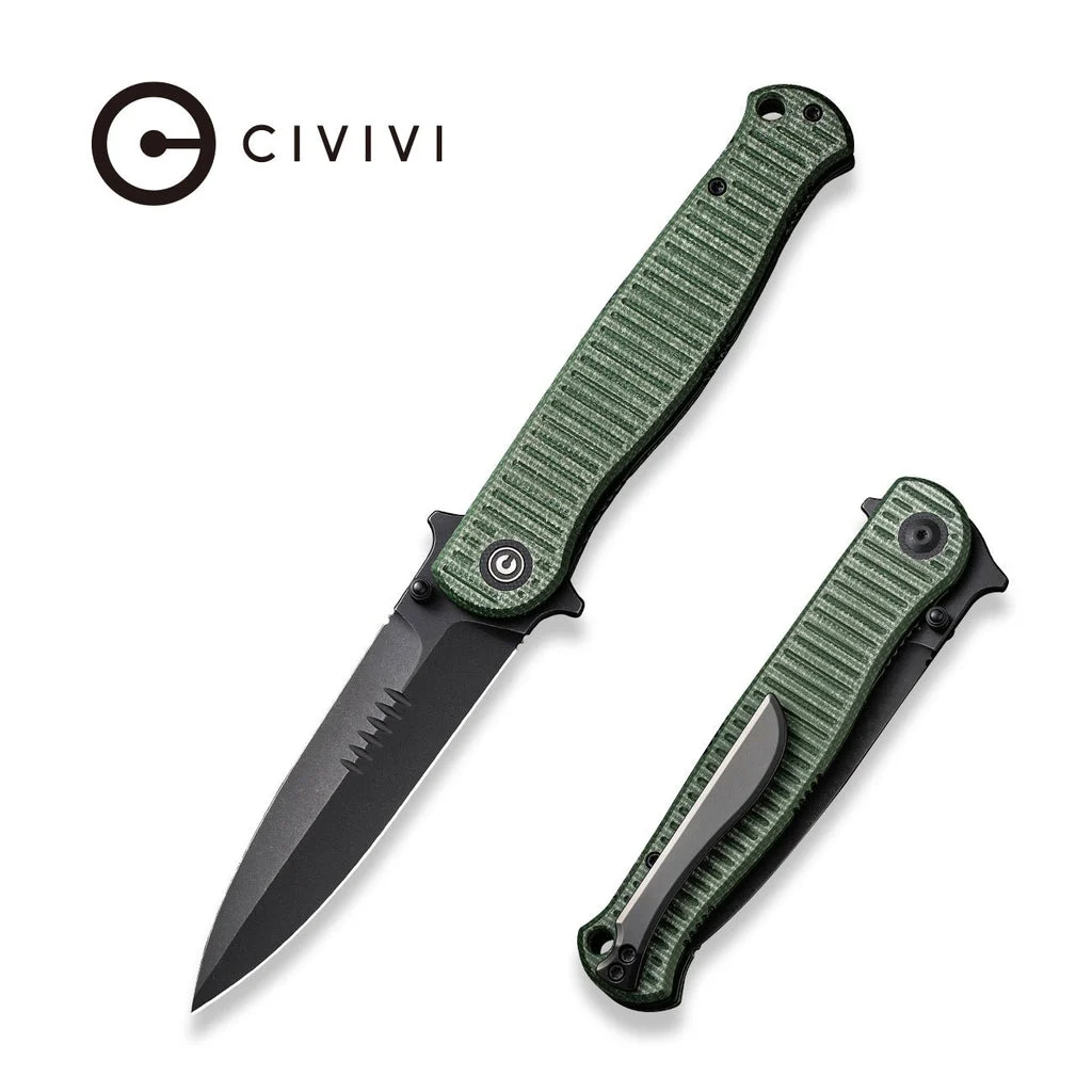 CIVIVI RS71 Flipper & Thumb Stud Knife Micarta Handle (4" Nitro-V Blade) C23025-3