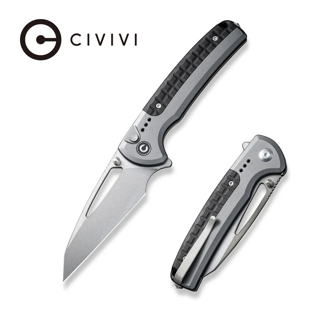 CIVIVI Sentinel Strike Flipper & Thumb Stud & Thumb Hole & Button Lock Knife Aluminum & FRN Handle (3.7" K110 Blade) C22025B-1 , With No Free Gift