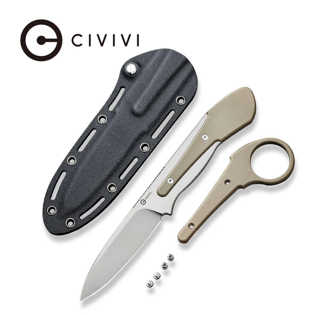 CIVIVI Varius Fixed Blade Knife G10 Handle (3.75" D2 Live Blade) C22009D-2 , With No Free Gift