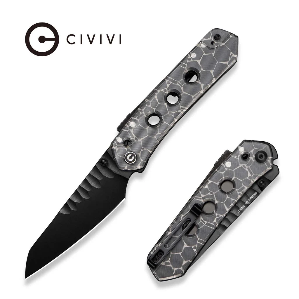 CIVIVI Vision FG Thumb Stud & Superlock Knife Polished Clear Lexan Handle (3.54" Black CPM S35VN Blade) C22036-2025 BSW2