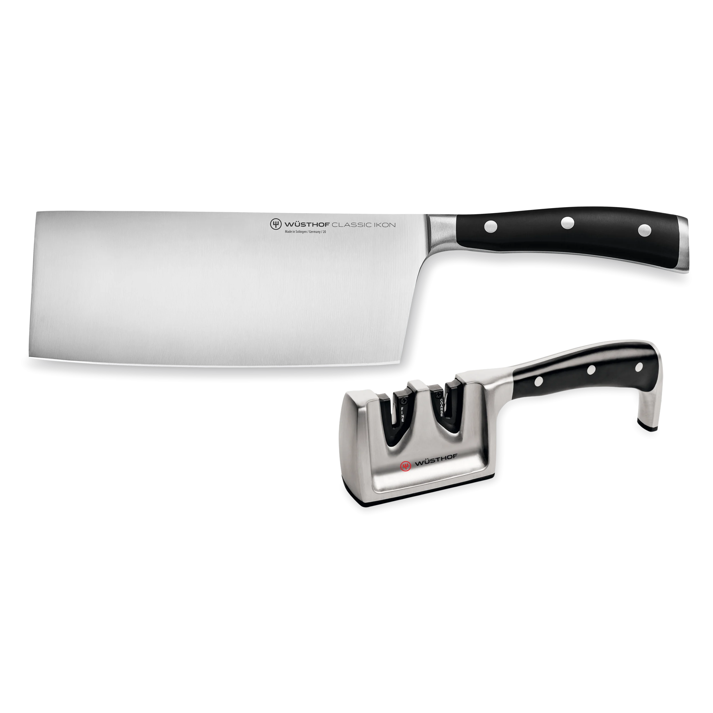 Classic Ikon 2-Piece Chinese Chef's Knife and Sharpener Set